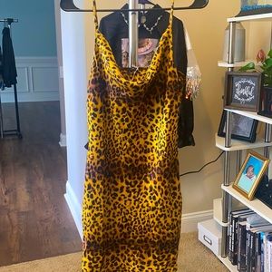 Yellow leopard print party dress
